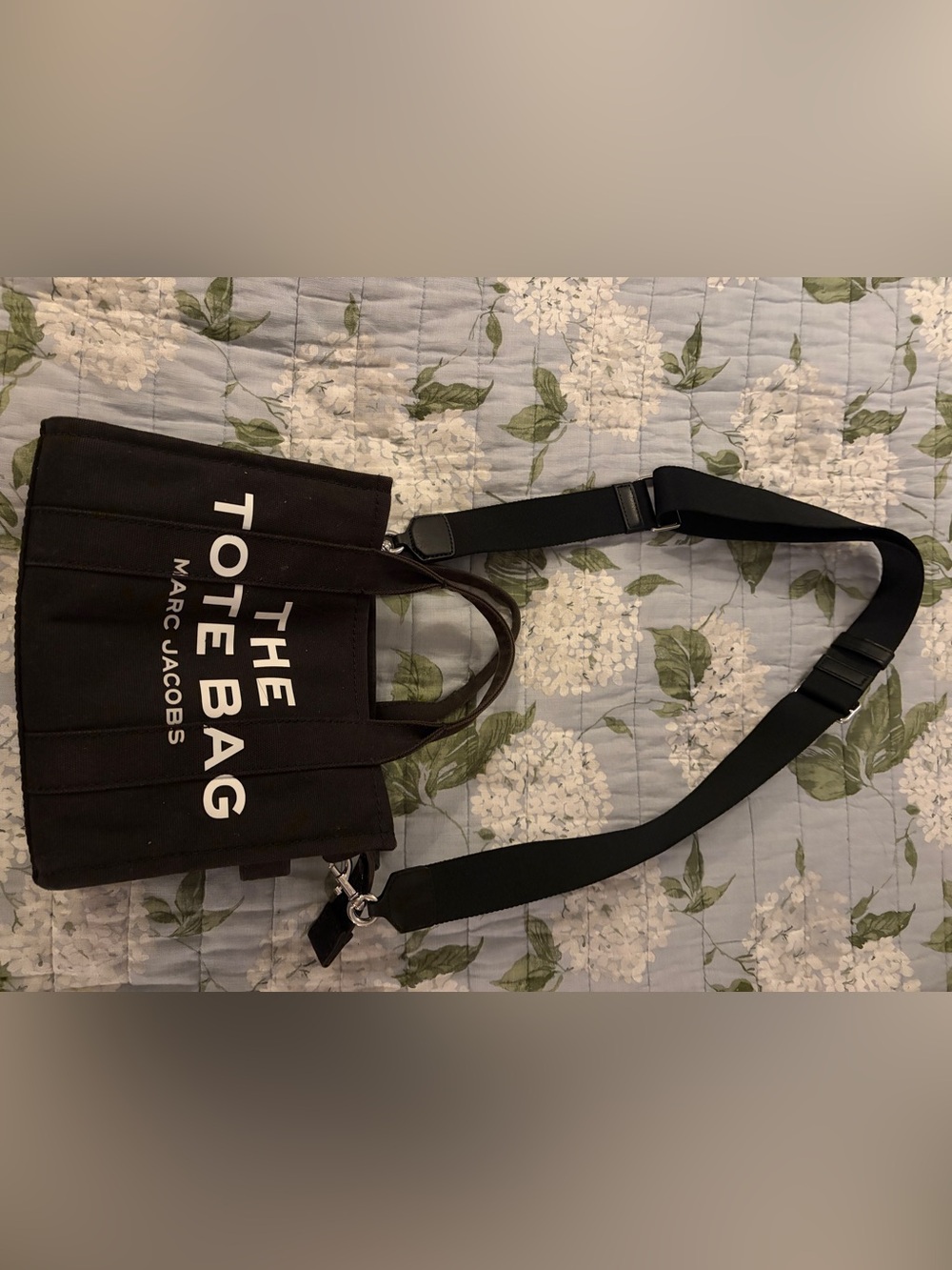 Black Canvas Tote Bag with Adjustable Strap